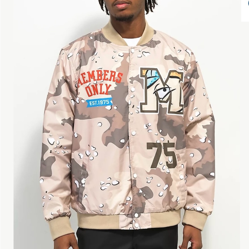 Members Only Nickelodeon Hey Arnold Tan Camo Bomber Jacket